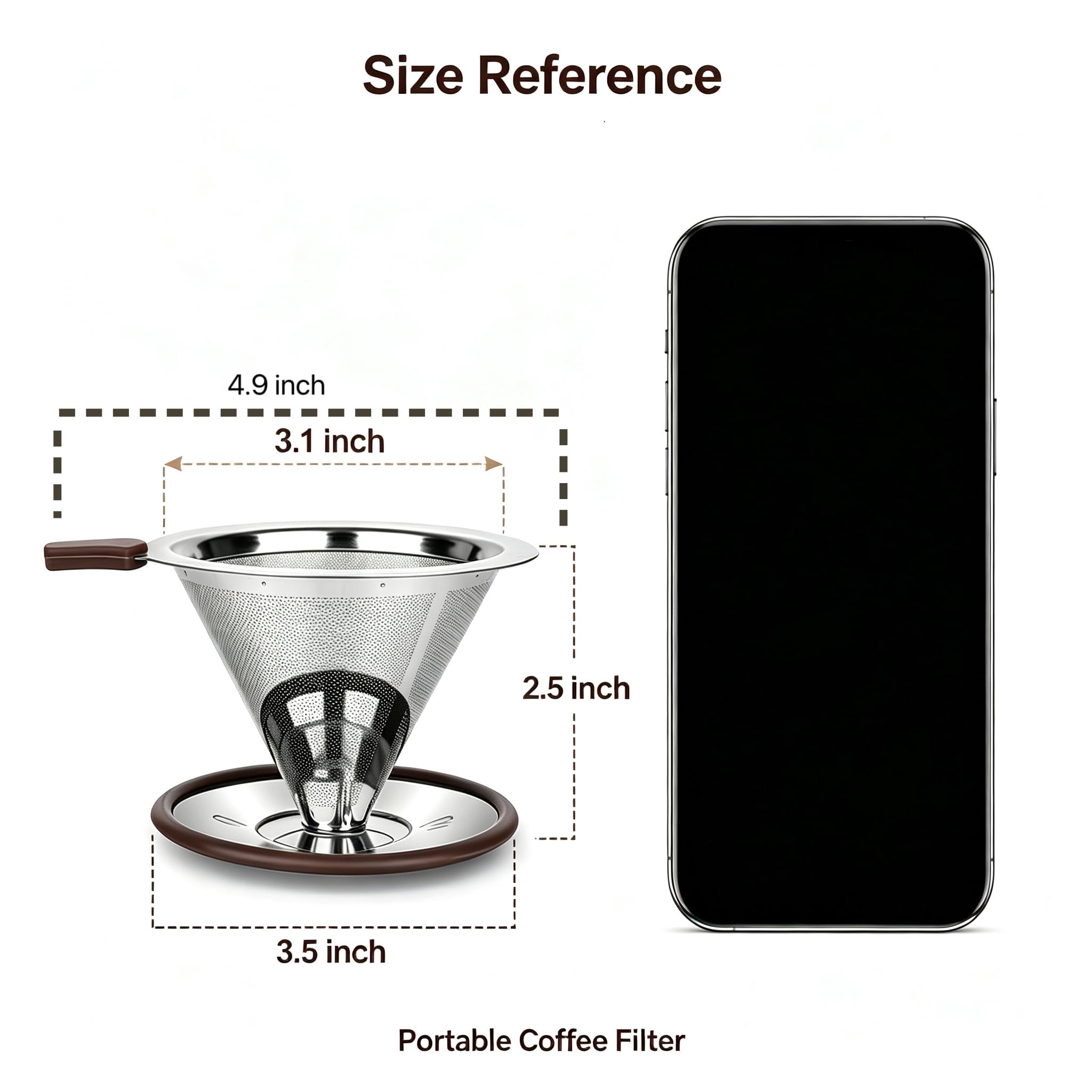 Filtro de café reutilizable sin papel, colador de café profesional de acero inoxidable, filtro de malla doble mejorado con soporte para tazas, 1-2 tazas