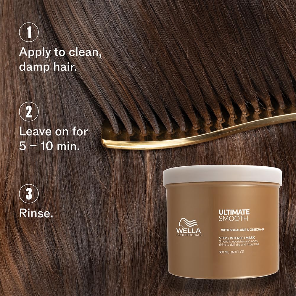 Wella Professionals Ultimate Smooth Hair Mask – pielęgnująca kuracja do włosów ze skwalanem i Omega 9 – do suchych, matowych i kręconych włosów (500 ml)