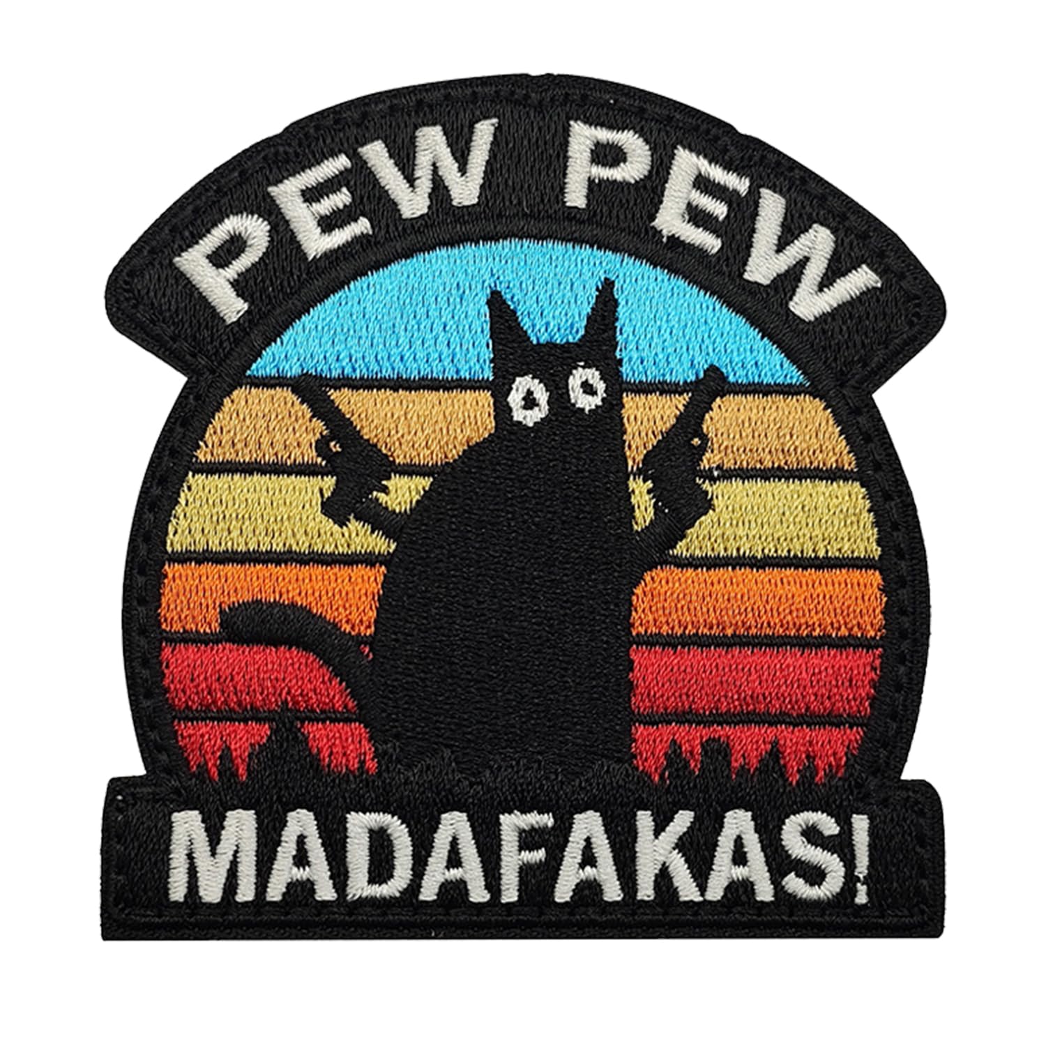 Funny PEW PEW Emblem Patches for Backpacks, Tactical Morale Embroidered Hook and Loop Appliqué Patches for Clothes, Hats, Jackets, Uniforms, Dog Harness, Decor Accessories