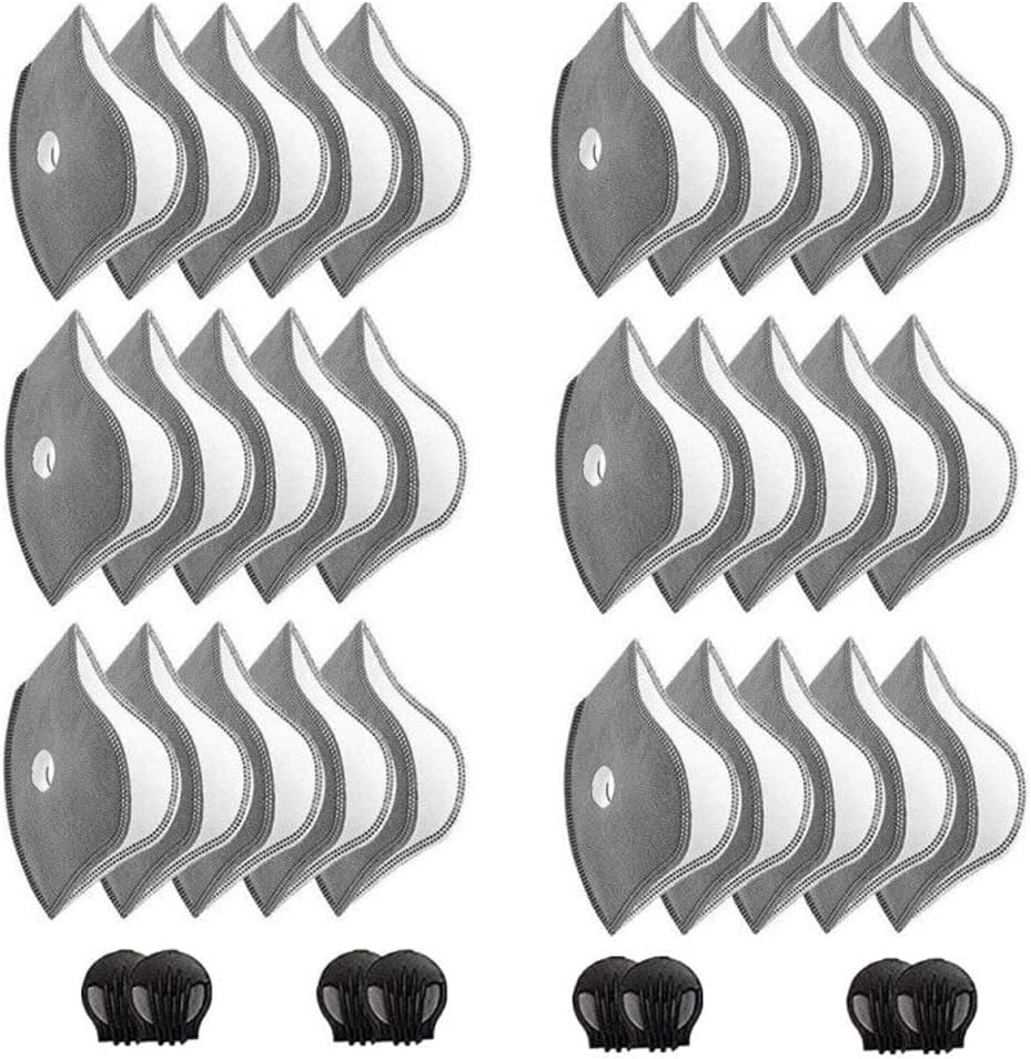 30 Pcs Activated Carbon Filters Anti Dust Replacements Parts for Most Sport Bicycle Cycling Face Filters with 8 Exhaust Breathing Valves Replacement