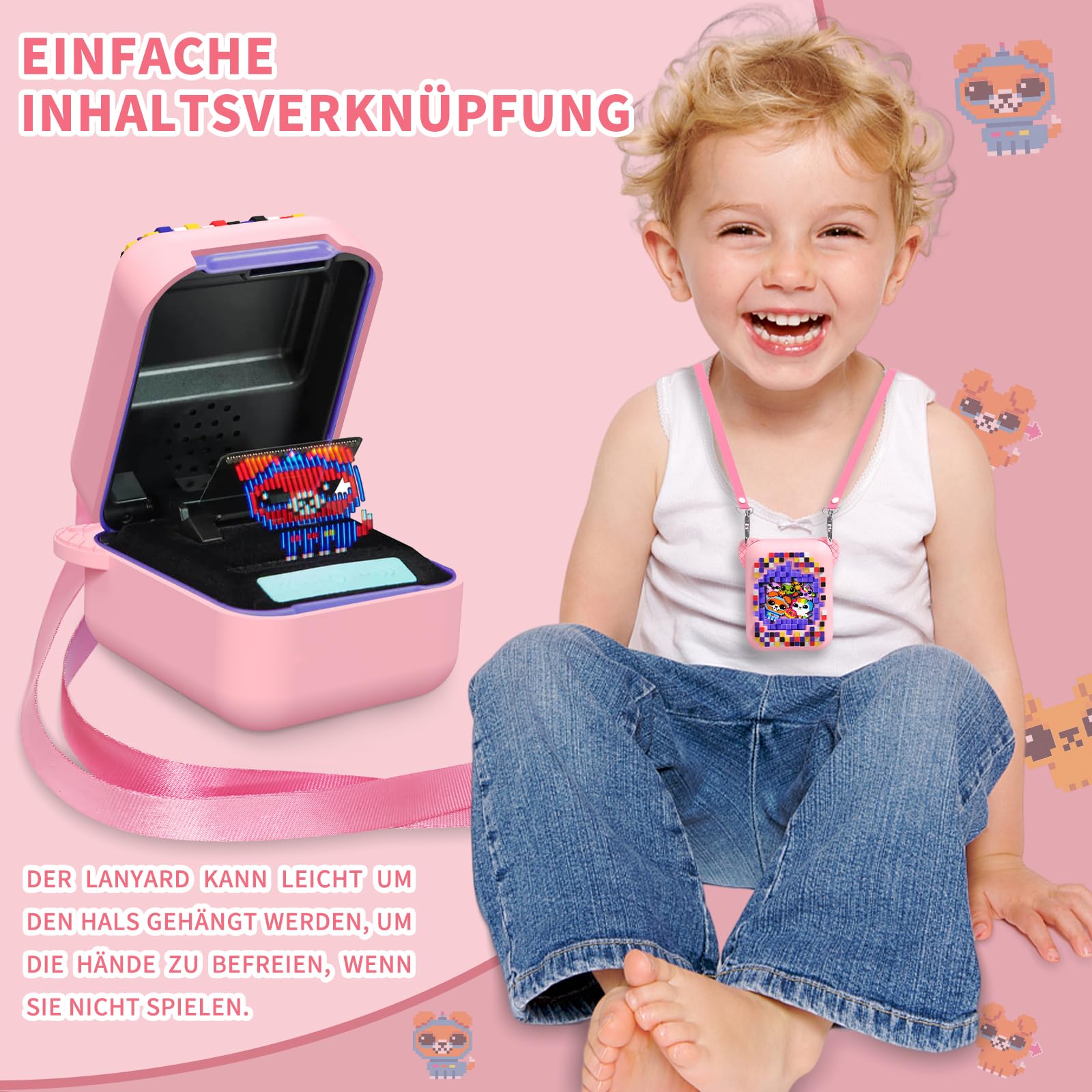 MOWYEOK Coque de protection en silicone souple compatible avec les accessoires du Bitzee Interactive Toy Digital Pet, avec cordon (rose MOWYEOK Coque de protection en silicone souple compatible avec les accessoires du Bitzee Interactive Toy Digital Pet, avec cordon (rose