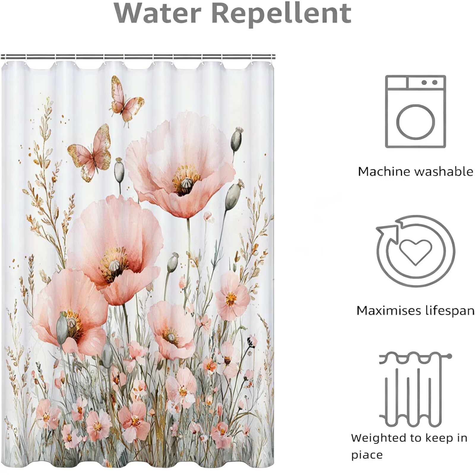 Rosa Duschvorhang, 200x200cm Duschvorhang Badewanne L-28