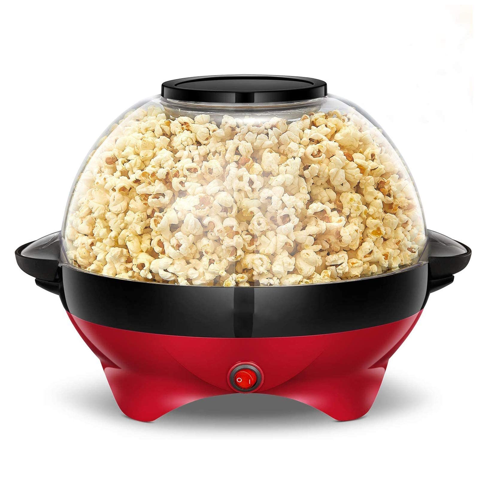 Eoweiot Popcorn Machine, 6-Quart Popcorn Popper maker, Nonstick Plate, Electric Stirring with Quick-Heat Technology, Cool Touch Handles