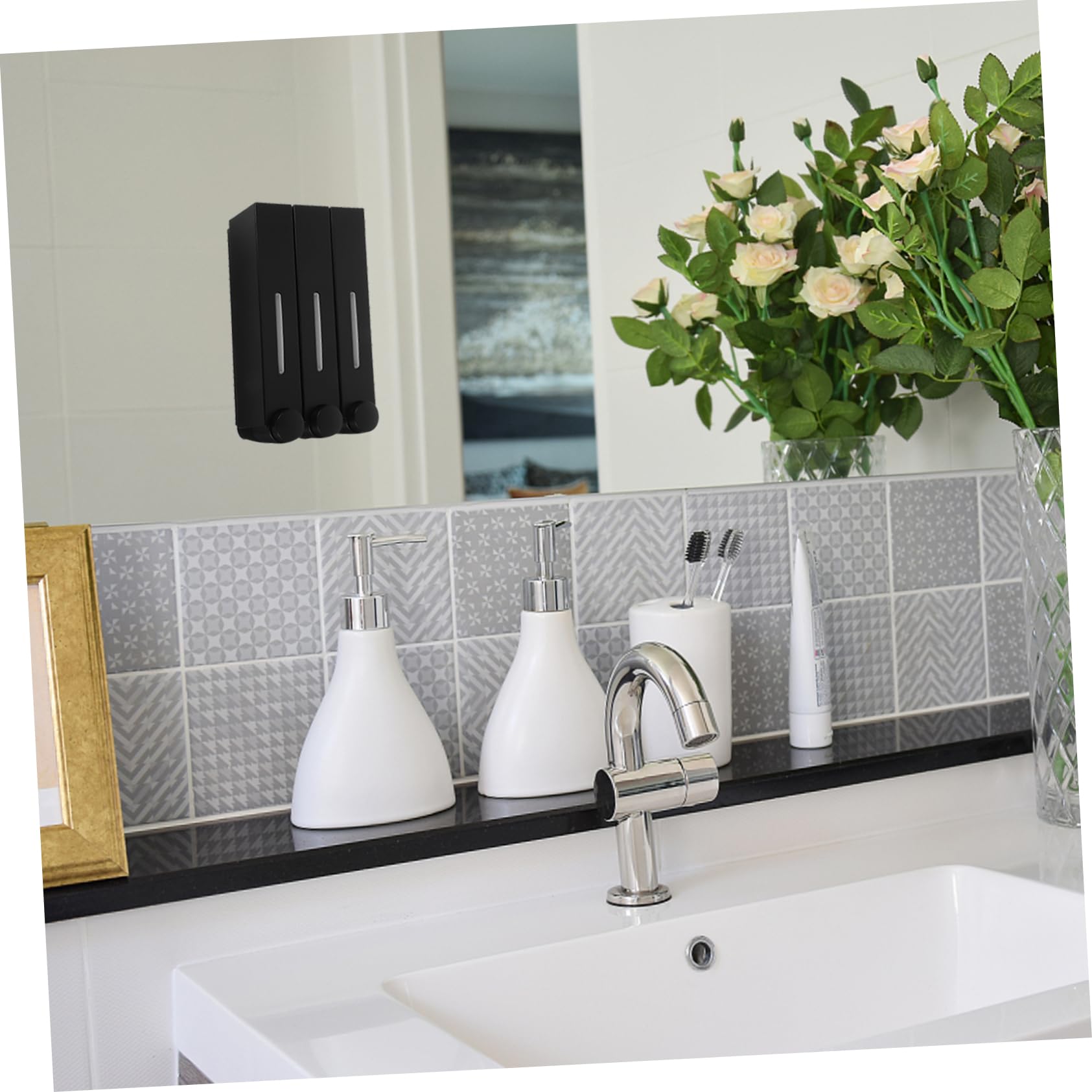 MAGICLULU Dispenser Di Sapone A 3 Scomparti Dispenser Doccia Ricaricabile Da Parete Per Bagno