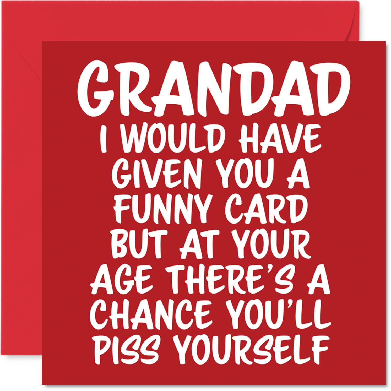Rude Grandad Birthday Card - P*ss Yourself - Funny Happy Birthday Card for Grandad from Grandson Granddaughter, 145mm Joke Humour Bday Greeting Cards