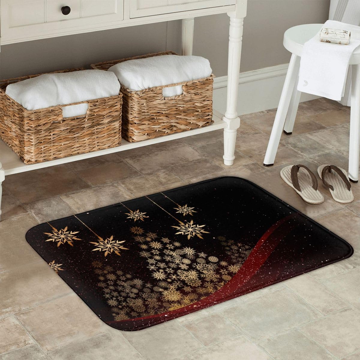 Felpudo Entrada,Copo de Nieve Alfombra Absorbente Entrada Impermeable y Lavable para Atrapar,80 * 120cm Alfombrilla Antideslizante,Pasillo,Cocina,Dormitorio Felpudo de Entrada