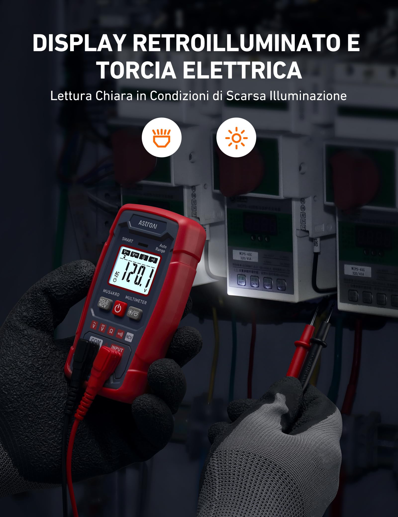 AstroAI Tester Elettricista 4000 Conteggi, Multimetro Digitale Professionale, Multimetro a Portata Automatica, Voltmetro, Misura Rapidamente e Con Precisione la Tensione CA/CC Resistenza e Continuità