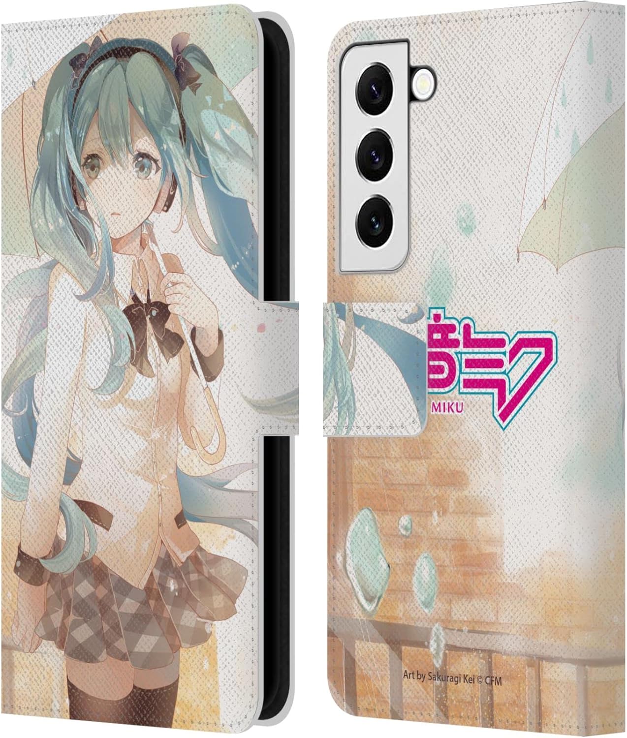 Head Case Designs Officially Licensed Hatsune Miku Pastels Graphics Leather Wallet Case Compatible with Samsung Galaxy S22 5G