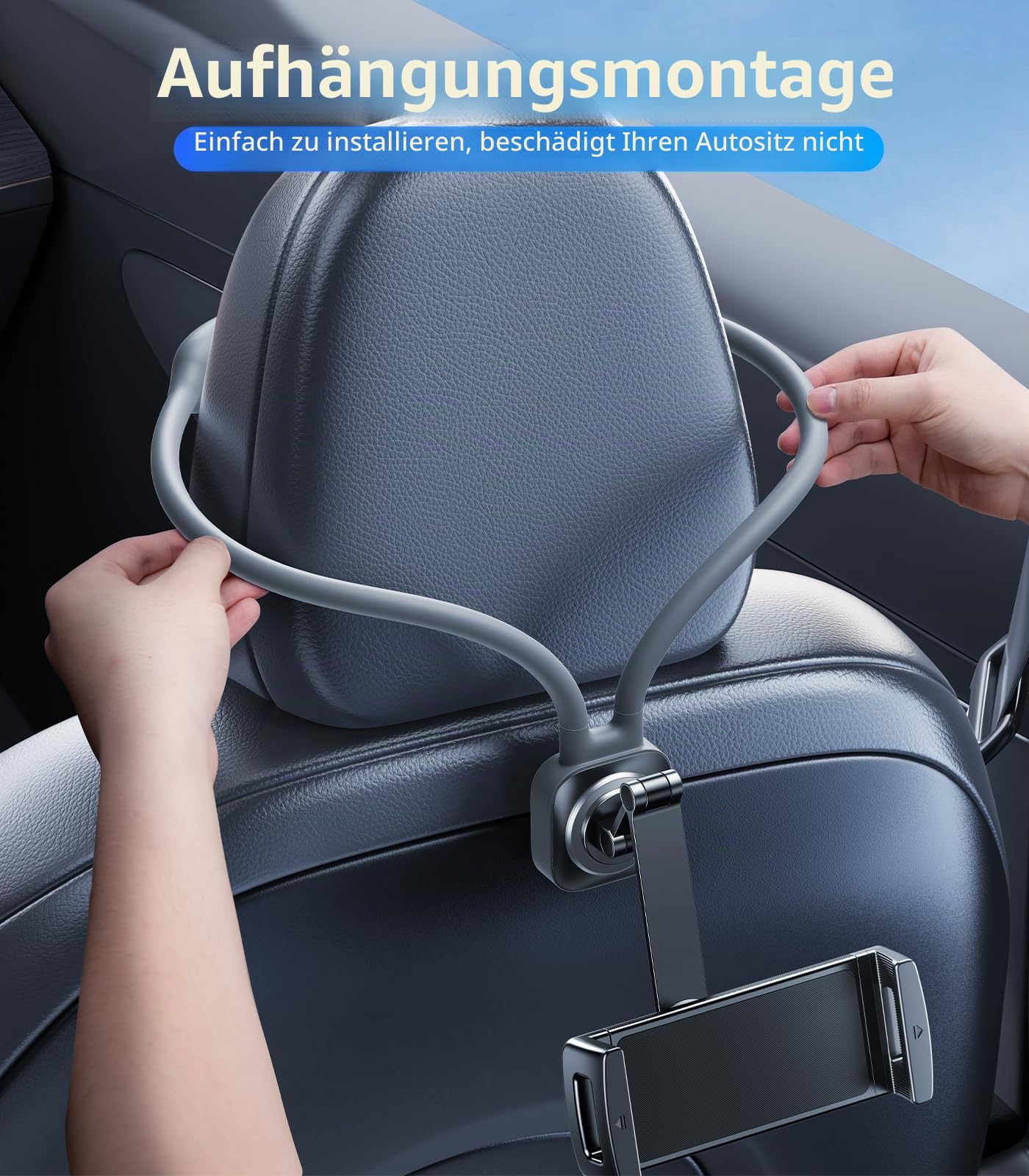 Auto-iPad-Tablet-Halterung, Rücksitz-Zubehör für Tesla/Sport/Bucket/Performance-Sitze, hintere Kopfstützen-Tablet-Aufhänger-Halterung für Kinder/Erwachsene, Roadtrip-Essentials mit Auto-TV