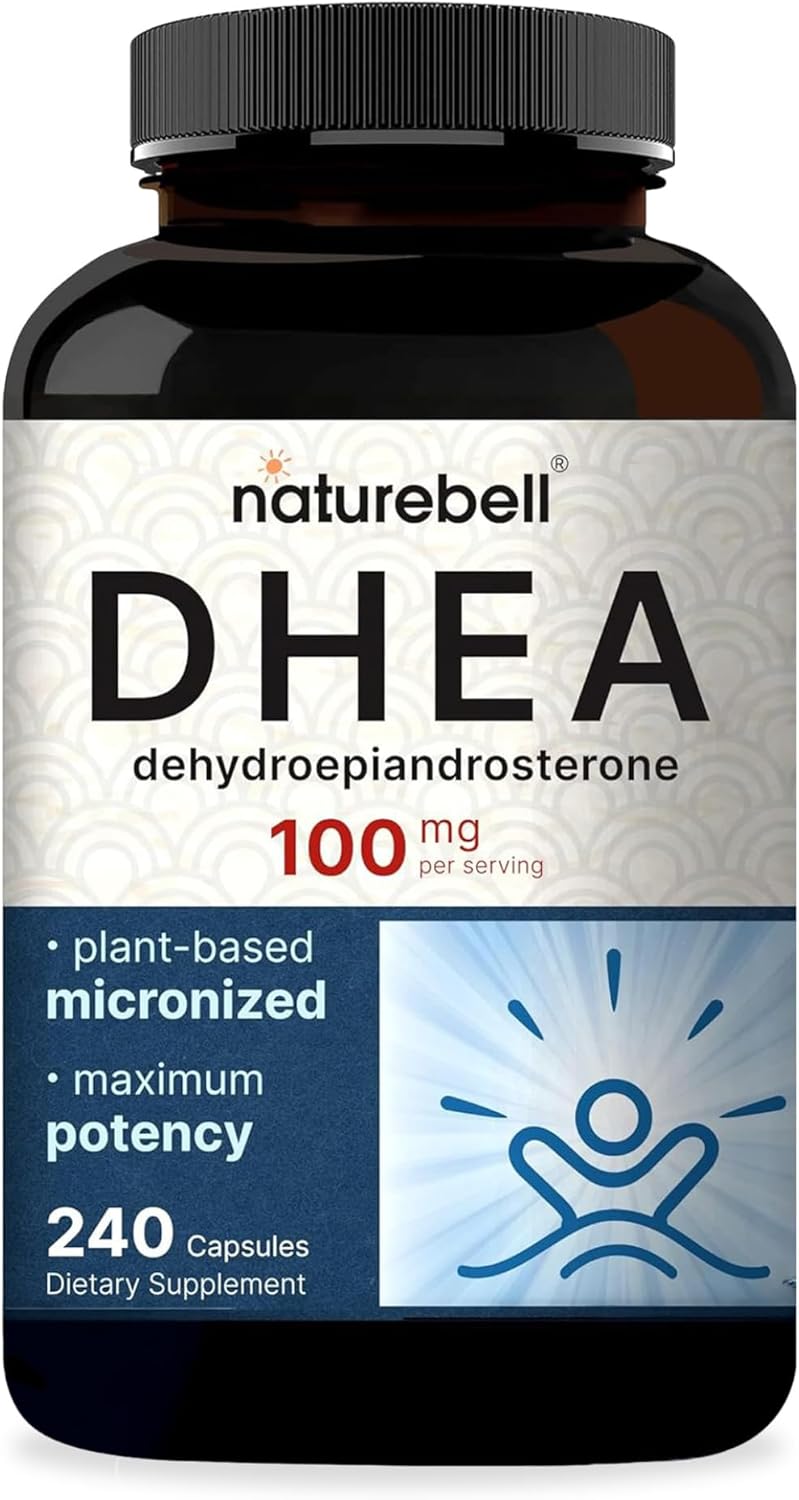 NatureBell DHEA 100mg, 240 Capsules | Max Strength, Micronized Grade for Better Absorption – Supports Energy Level, Metabolism, and Healthy Aging for Men and Women – Non-GMO, Made in U.S.A