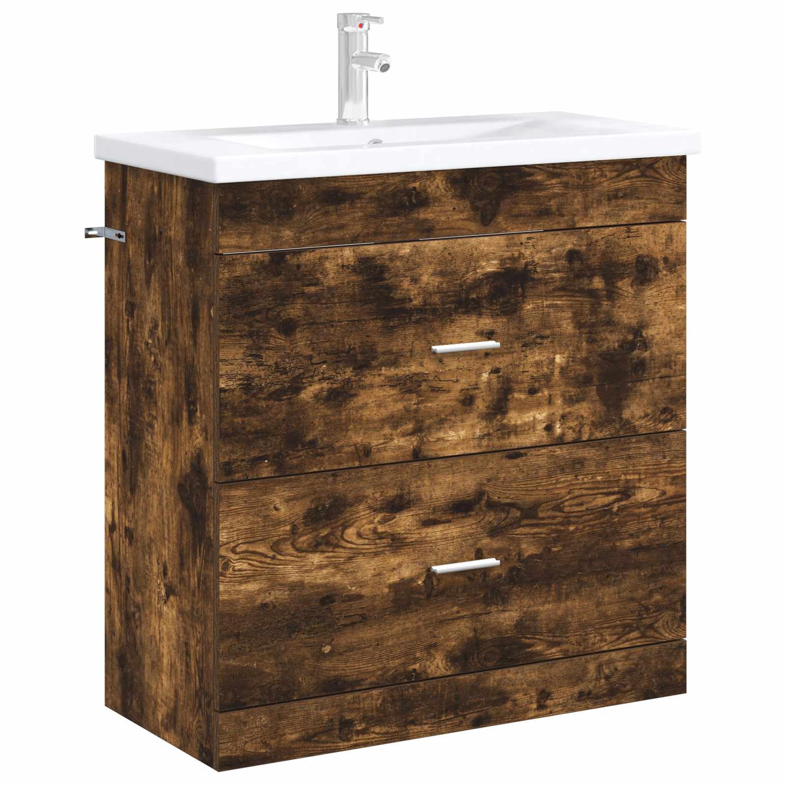 Mueble bajo fregadero de madera, ingeniería Chene Fume | Almacenamiento de cajones, uso interior, fácil montaje, diseño minimalista