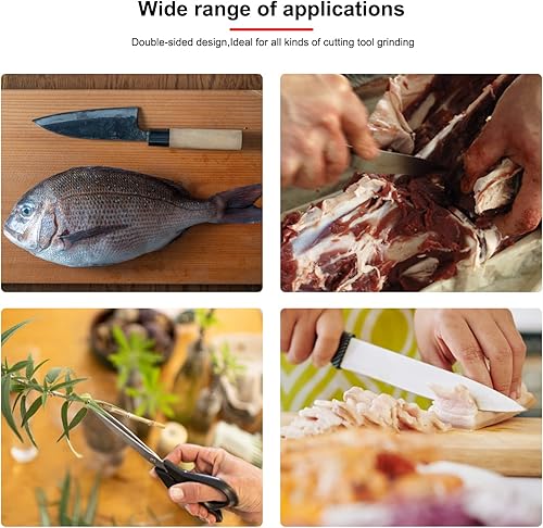 Miniatura 6 de Herramienta de mano multifunción de doble cara piedra afiladora, sacapuntas para afilar cuchillo, hacha, cuchilla de cortadora de césped, tijeras de
