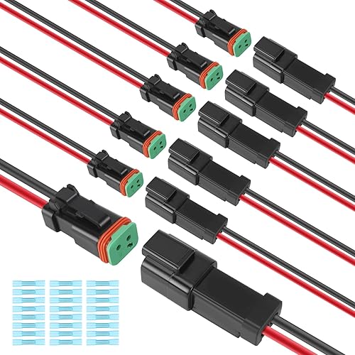Kit de 6 cables Deutsch DT de 2 pines negro macho hembra arnés de cableado Deutsch Pigtail 2 vías de cable impermeable automotriz conector eléctrico disponible en Yaxa Costa Rica