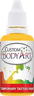 Custom Body Art Yellow Airbrush Body Paint 1oz - Alcohol-Based, Waterproof, Body Paint for Adults, Cosplay, Temporary Tattoos