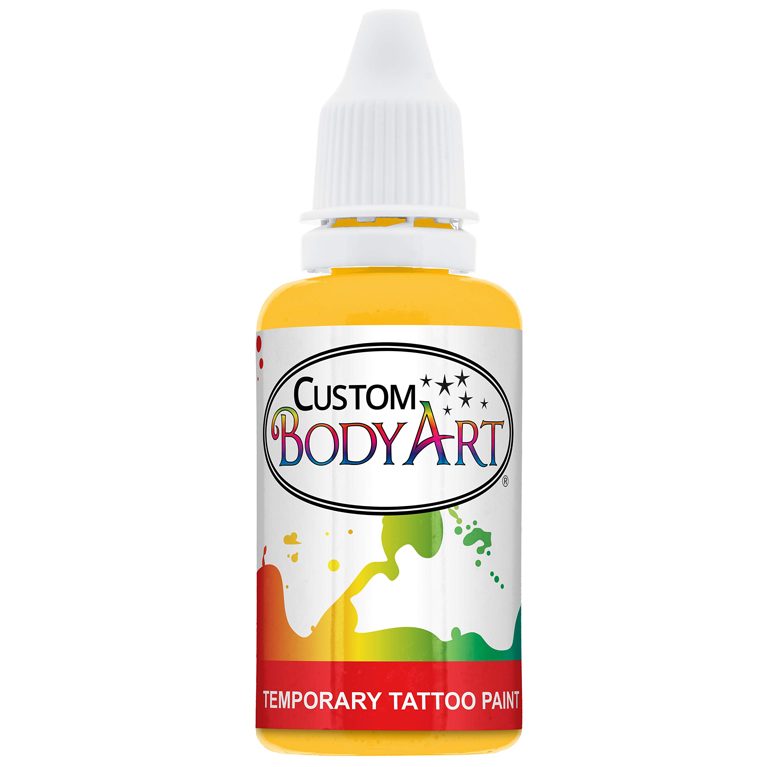 Custom Body Art 1オンス ブラック テンポラリーエアブラシ タトゥー ボディアート ペイント アルコールベース 1-Ounce イエロー BP03-1Z