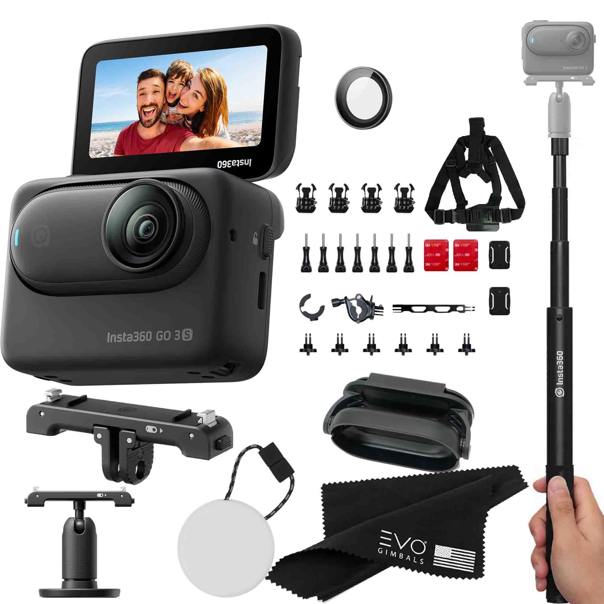 Insta360 GO 3S 128GB – Waterproof Tiny Mighty Action Camera with 4K 3840x2160 Video & 4000x3000 Photo, FlowState Stabilization, AI Editing, Action Pod| (128GB Black+Bike+Selfie Stick(Bike Bundle))
