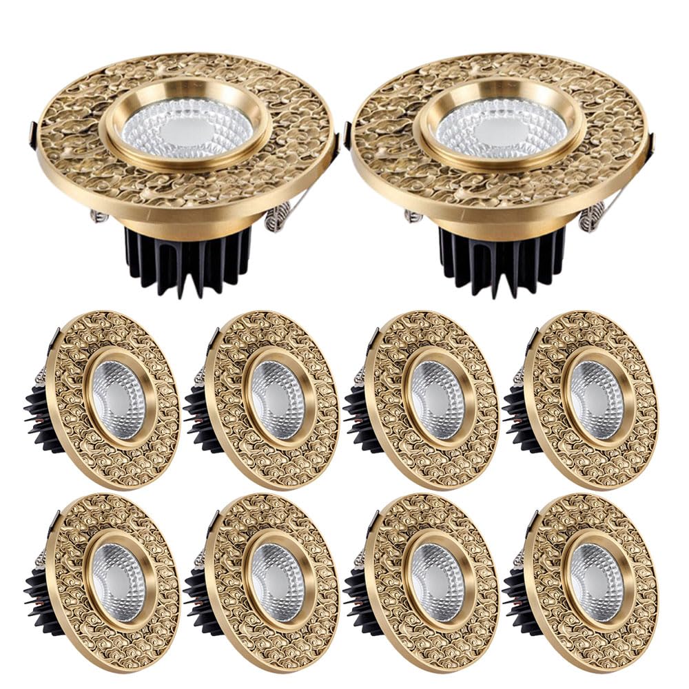 Spot LED encastrable en laiton moulé or avec réflecteur antireflet CRI90+