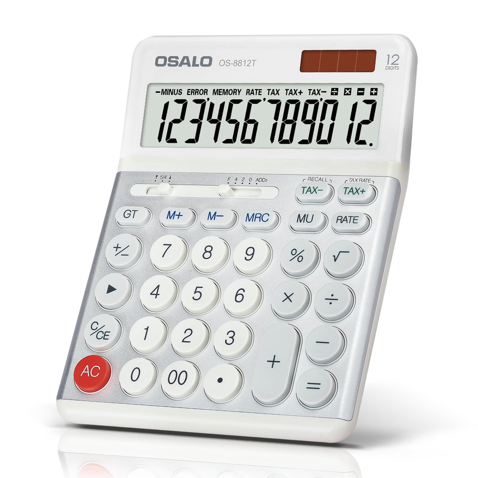 OSALO Desktop Calculators VAT Tax Function Large Display Big Buttons 12 Digit Big Desk Calculator for Home and Office (OS-8812T Large Calculator)