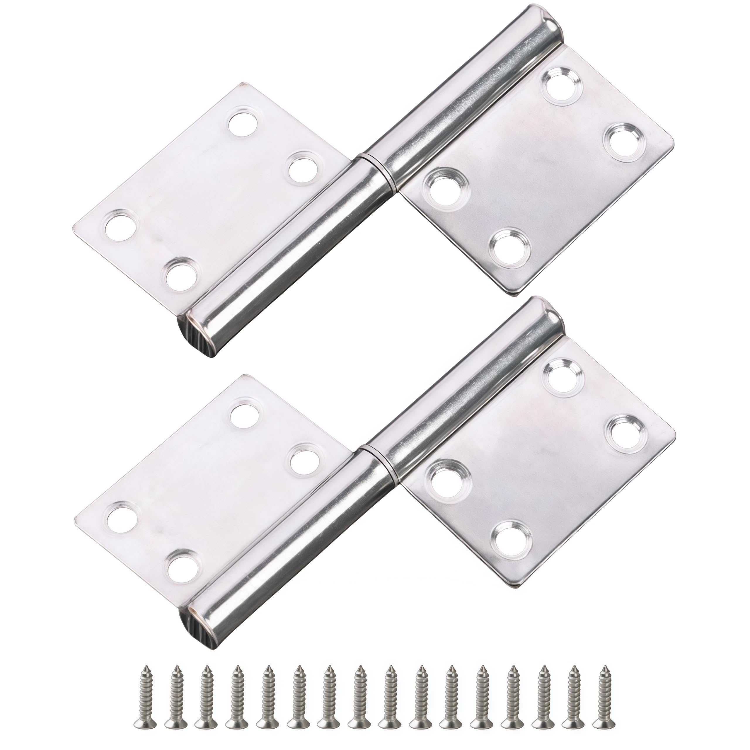 Vbnexyr Regular Folding Hinge 2 Pack Of Stainless Steel Flag Hinges Detachable Hinges Suitable For Doors Cabinets And Windows 4 Inches * 1.5Mm Thick