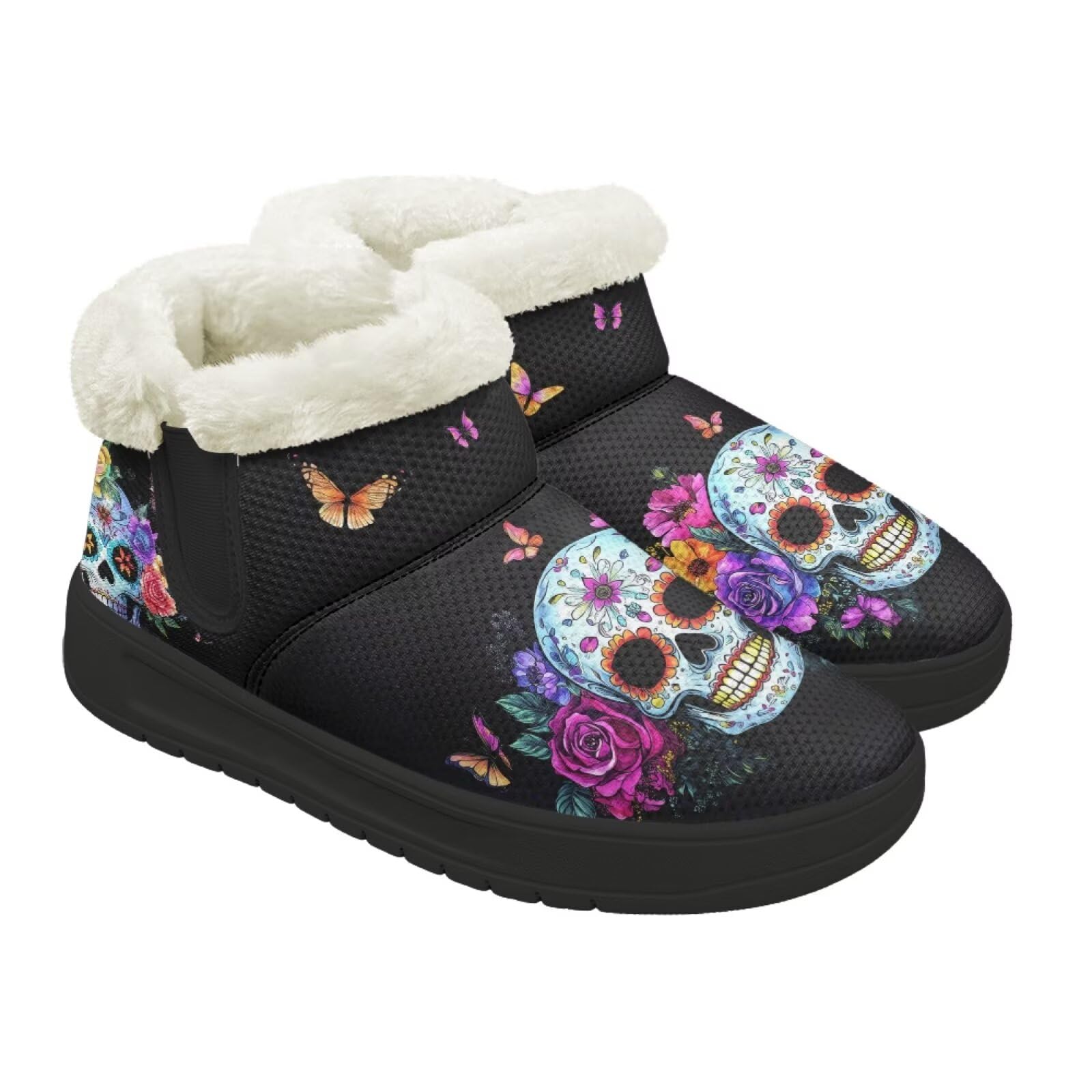 Warm Fur Winter Ankle Flat Snow Boot Women Cozy Plush Fuzzy Booties with Memory Foam Walking Sneakers Anti Skid