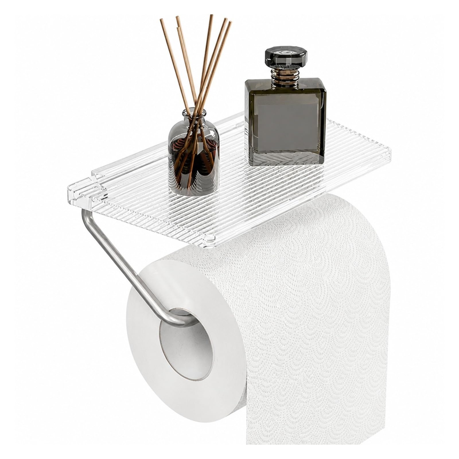 Toilet Roll Holder, Gold Toilet Paper Holder With Shelf Acrylic Bathroom Rack,for Bathroom