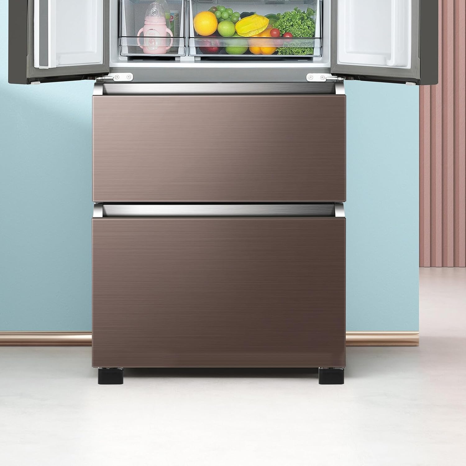 SUPVOX Heavy Duty Adjustable Bed Risers Wheels, Furniture Foot Pads Supports for Sofa, Table, Desk Legs, 4pcs for Dorm Bedroom Storage