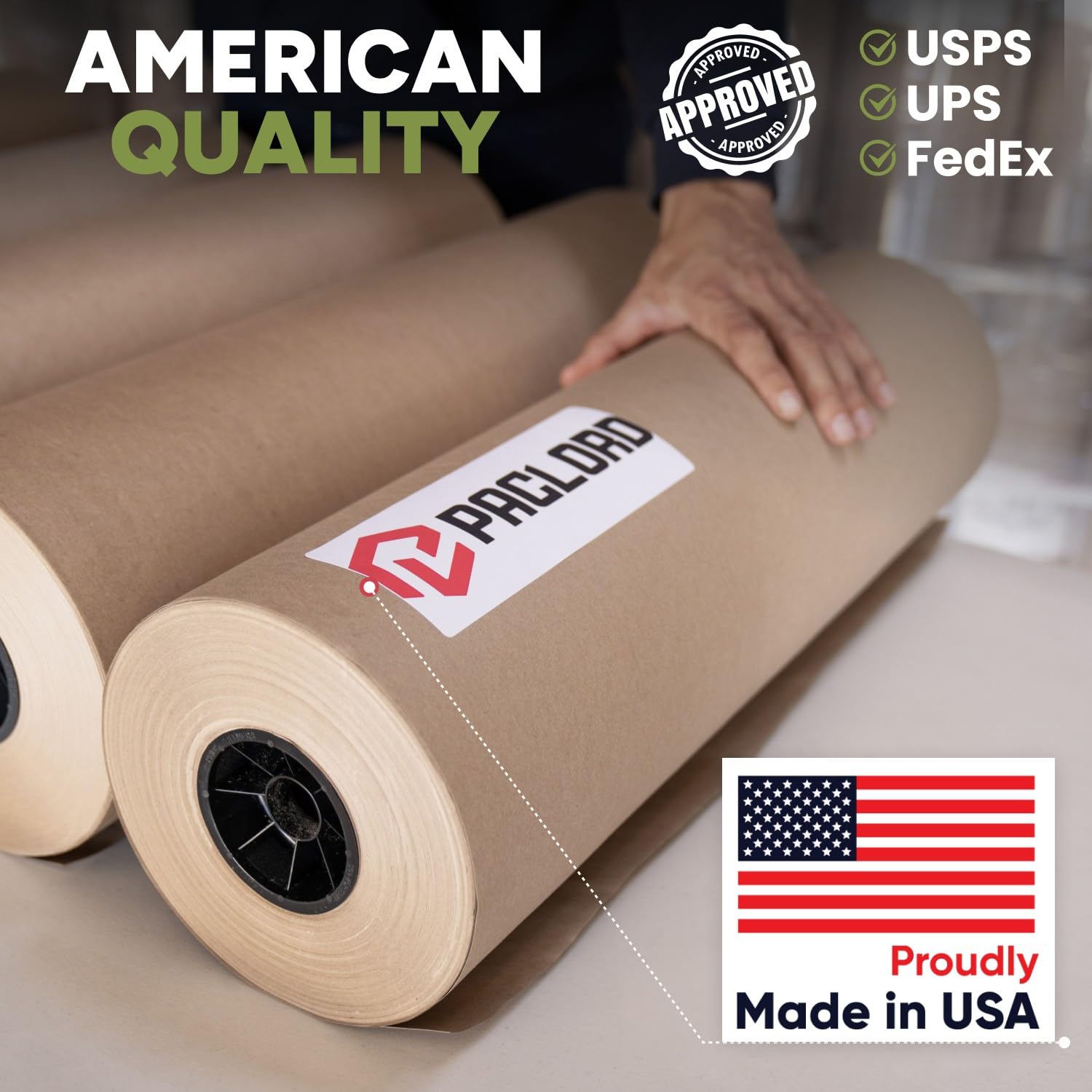 Rollo de papel kraft marrón natural de 24 x 14400 pulgadas (1200 pies), grado estándar de 30 libras, fabricado en Estados Unidos, rollo grande de papel de regalo marrón, núcleo de 3 pulgadas