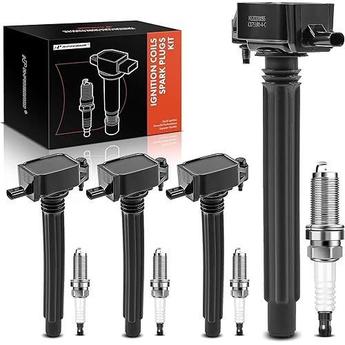 A-Premium Set of 4 Ignition Coil Pack and Iridium Spark Plugs Compatible with Jeep Cherokee 2014-2020, Compass 2018-2020, Renegade 2015-2020 & Chrysler 200 & Ram ProMaster City & Dodge Dart, Fiat 500X