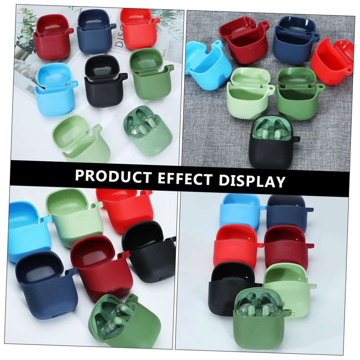 Lot De 3 étuis Silicone Pour écouteurs Sans Fil (Airpods) - Avec Crochet De Fixation, Protection Contre Chocs Et Rayures