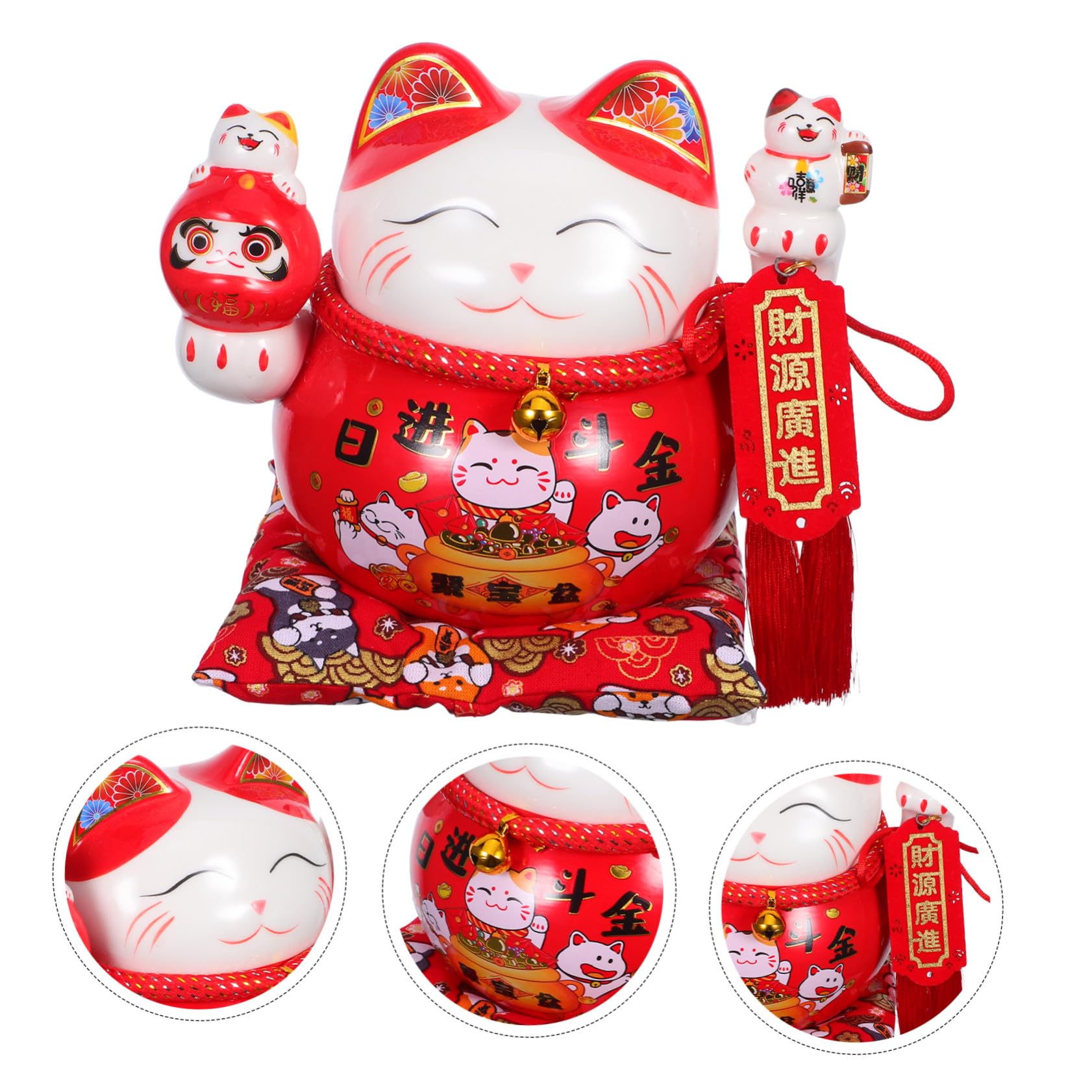 TOPBATHY Keramik-spardose in Form Einer Katze Traditionelle Maneki Neko Figur als Heimdekoration und Geldsparer Chinesisches Ornament für Tischdekoration