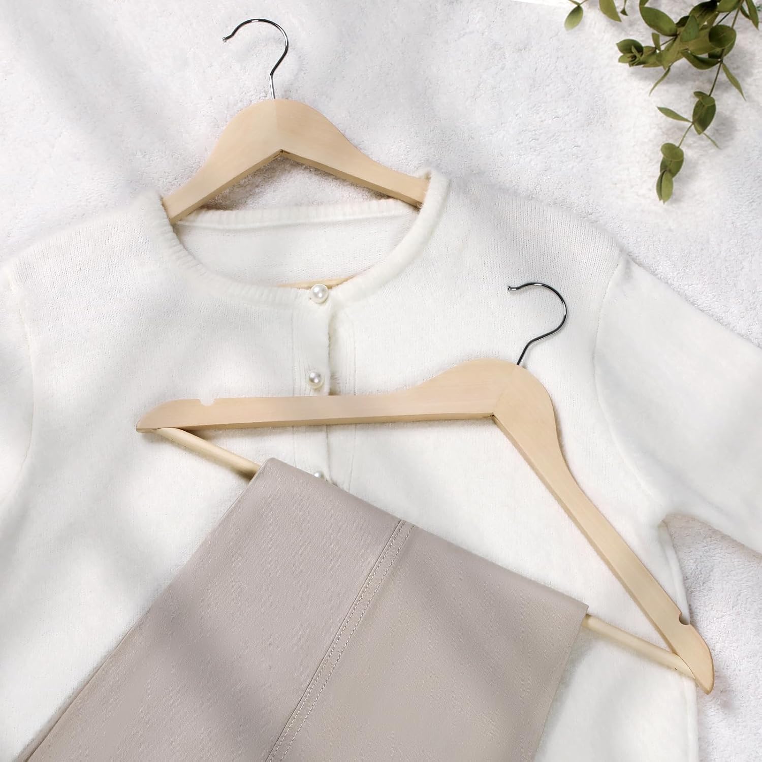 TOPIA HANGER Unfinished Natural Wooden Hangers 30 Pack- 360° Swivel Hook and Smoothly Cut Shoulder Notches-Premium Wood Clothes Hangers for Suit, Coat, Jacket, Pant, Camisole-CT10N30