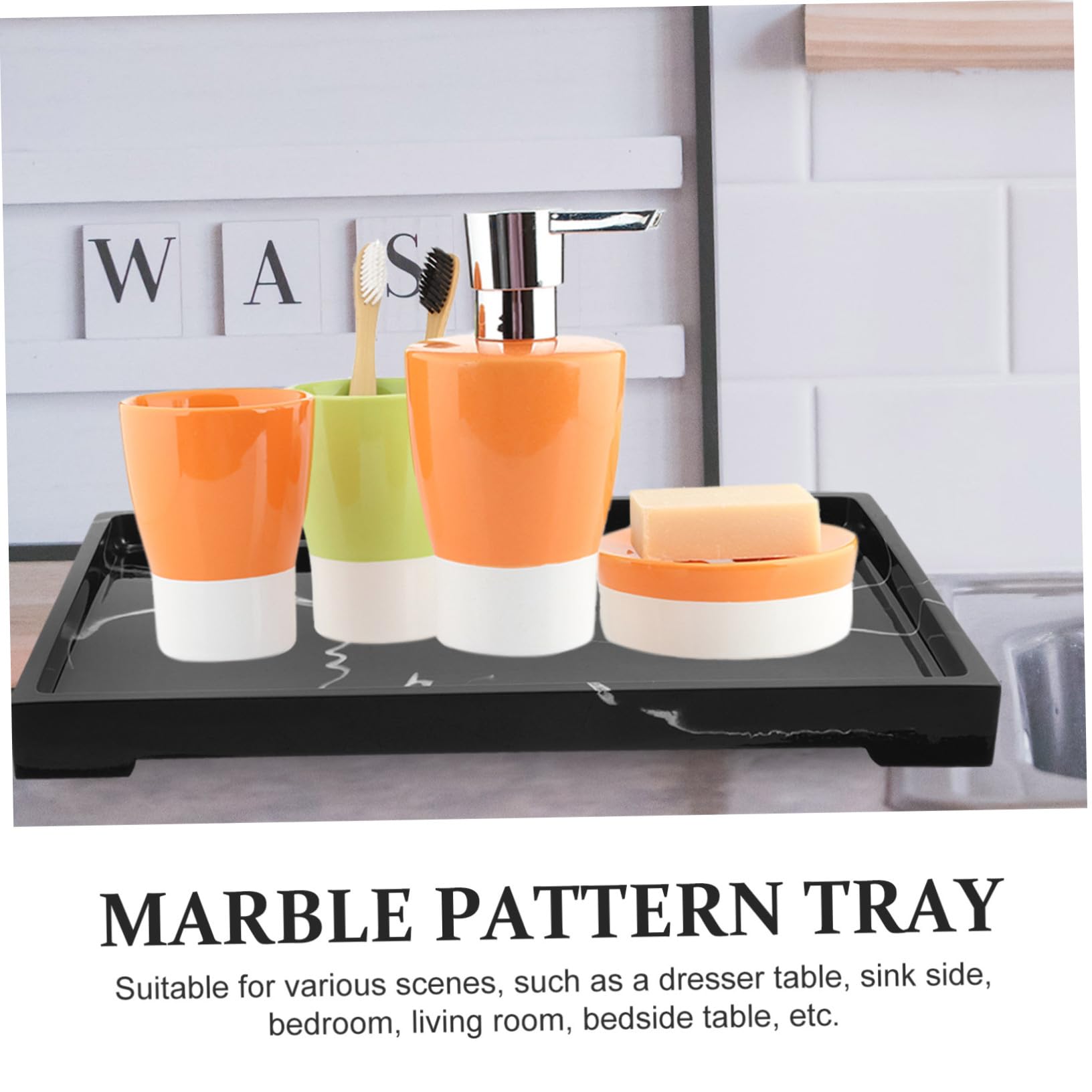 Vassoio in Resina Effetto Nero per Profumi e Cosmetici Organizer Decorativo per Bagno Camera e Ingresso per Prodotti di e Oggettistica Casa