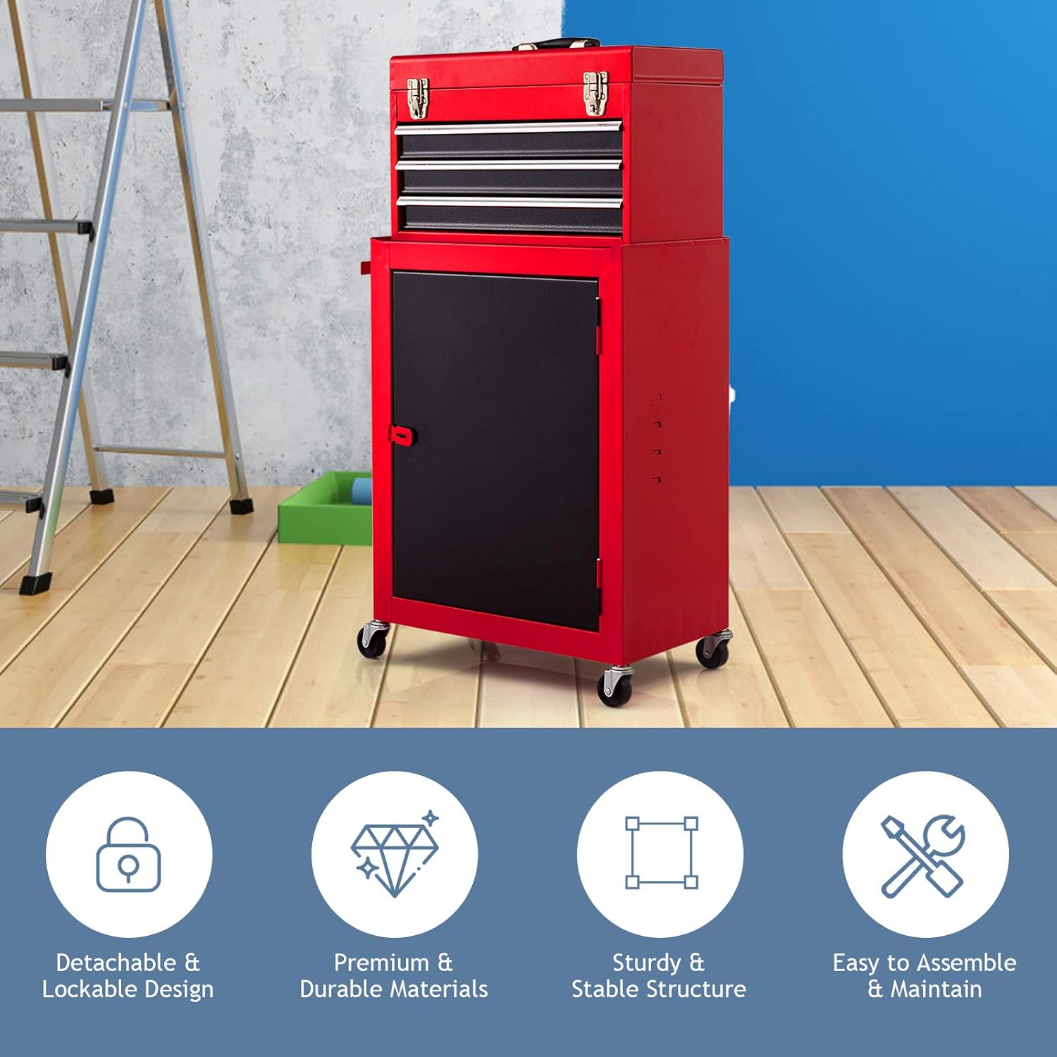 Nеw Prоduсt Goplus Compact Tool Chest, 2PC Rolling Storage Tool Boxes w/ Wheels and Sliding Drawers, Metal Tools Organize Cabinet, Red 70% оƒƒ Dіѕсоunt Goplus Compact Tool Chest, 2PC Rolling Storage Tool Boxes w/ Wheels and Sliding Drawers, Metal Tools Organize Cabinet, Red