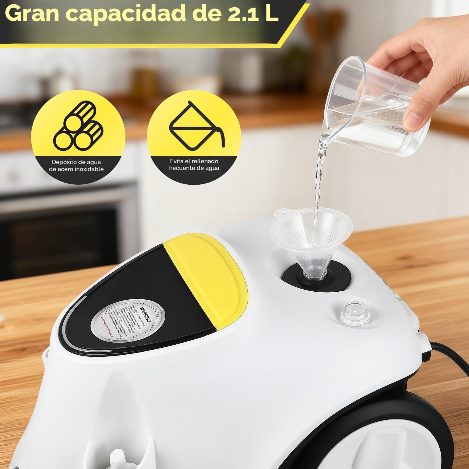 Limpiador a Vapor,2100W Vaporeta Limpieza Hogar con 22 Accesorios, Depósito 2.1 L, Rápido a 320 °F, Presión 5 bar,Vaporeta Limpieza Hogar Potente para Alfombras, Azulejos, Ventanas, Suelos