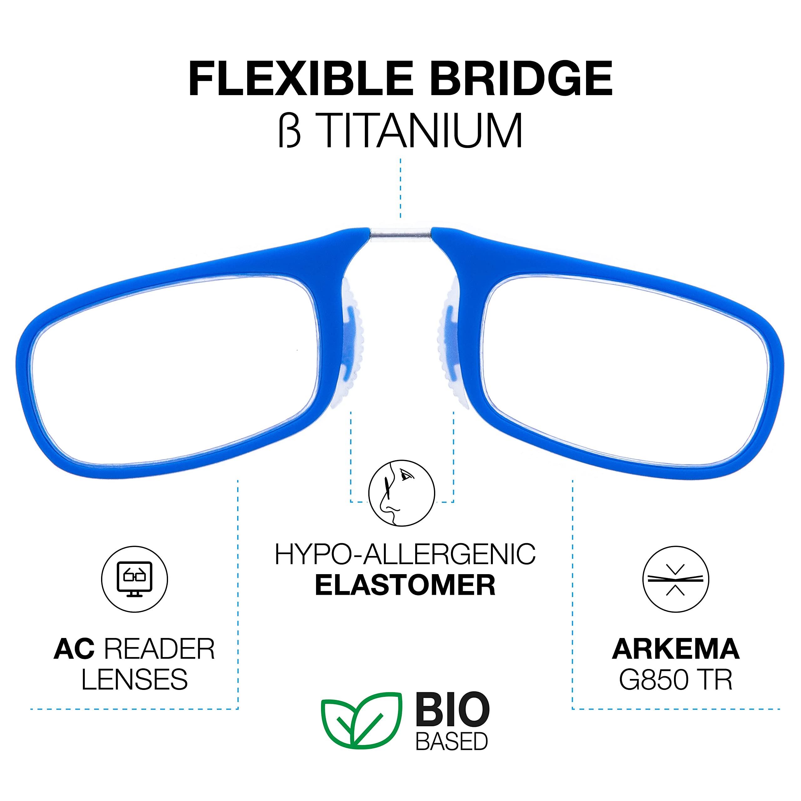 DIDINSKY DIMOMA Reading Glasses Without Temples, Klein, 2.5 - Image 2