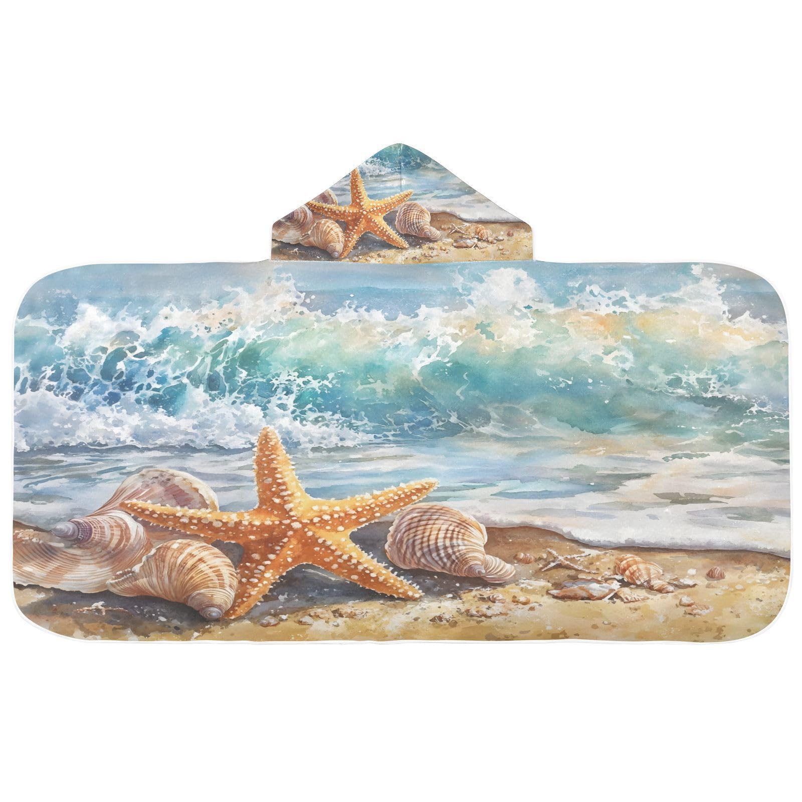 Kigai Beach Hooded Beach Towel for Kids Soft Absorbent Quick Dry Bath Towel with Hood Lightweight Toddler Shower Pool Bath Wrap for Boys Girls