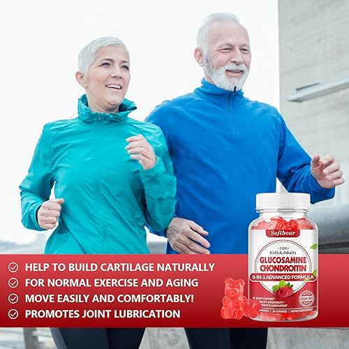 Miniatura 7 de softbear Gomitas de condroitina de glucosamina sin azúcar, suplemento extra fuerte de glucosamina condroitina para apoyo natural de las