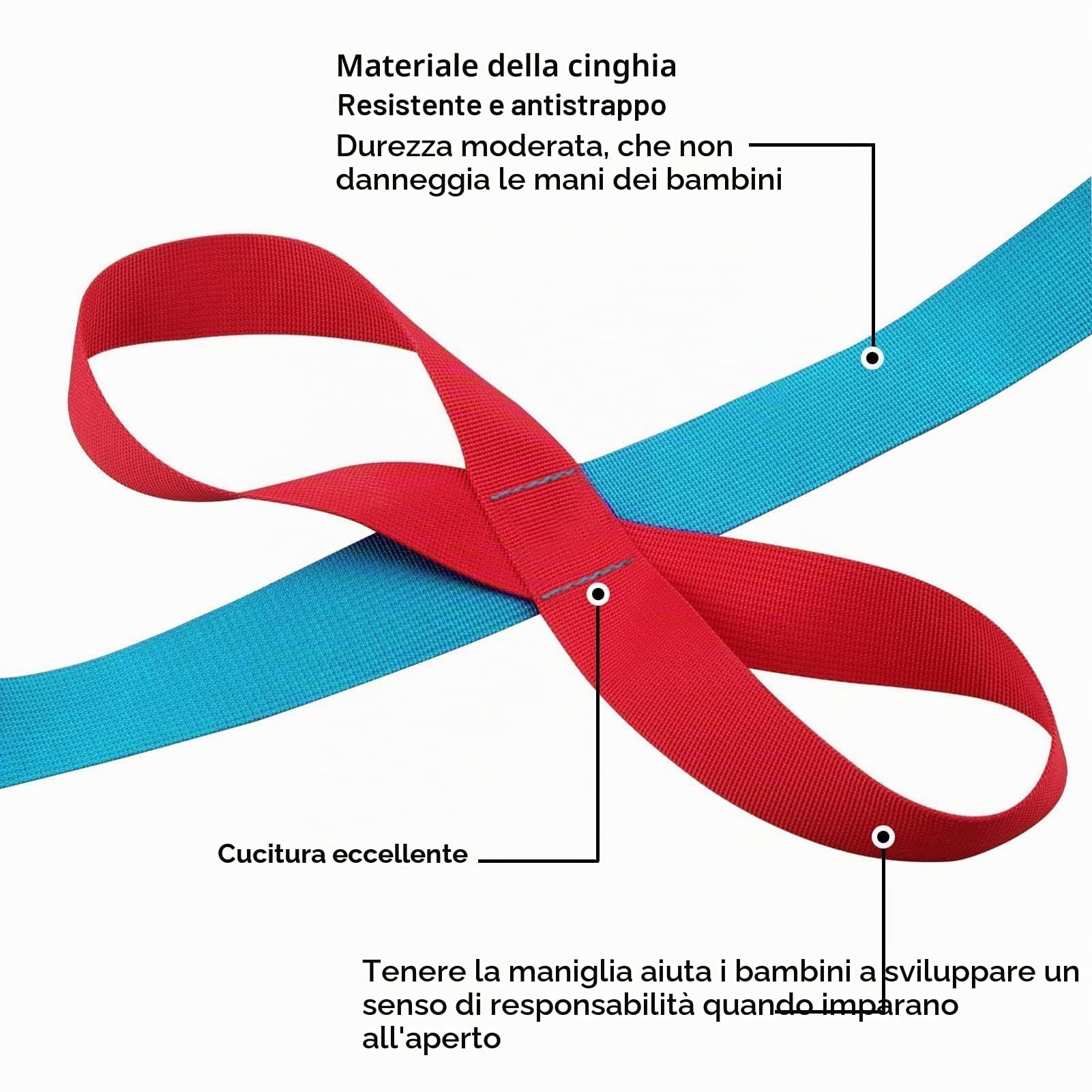 Corda da passeggio di sicurezza per bambini 368cm 12 manici colorati per asilo scuola