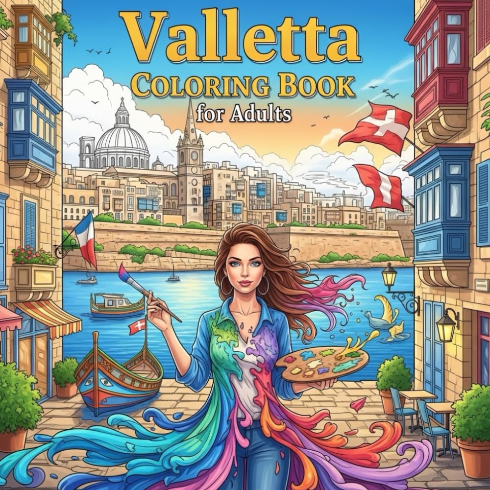 Valletta Coloring Book for Adults: From the Heart of Malta Bold and Easy Pages Simple Designs for Travel and Relaxation for Adults, Teens, and Seniors to Relax and Relieve Stress