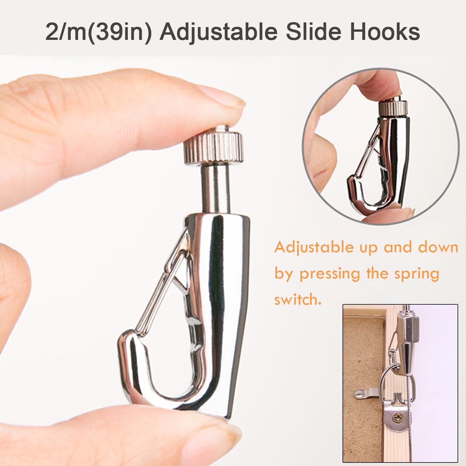 Tiras para Colgar Cuadros En La Pared, Kit con Cable De Acero, Longitud del Riel: 0,8-1,5 M, Altura: 100-300 Cm, Carga Máxima: 80 Kg, para Paredes De Pósteres Y Pinturas.,1.5m/4.9ft,80cm
