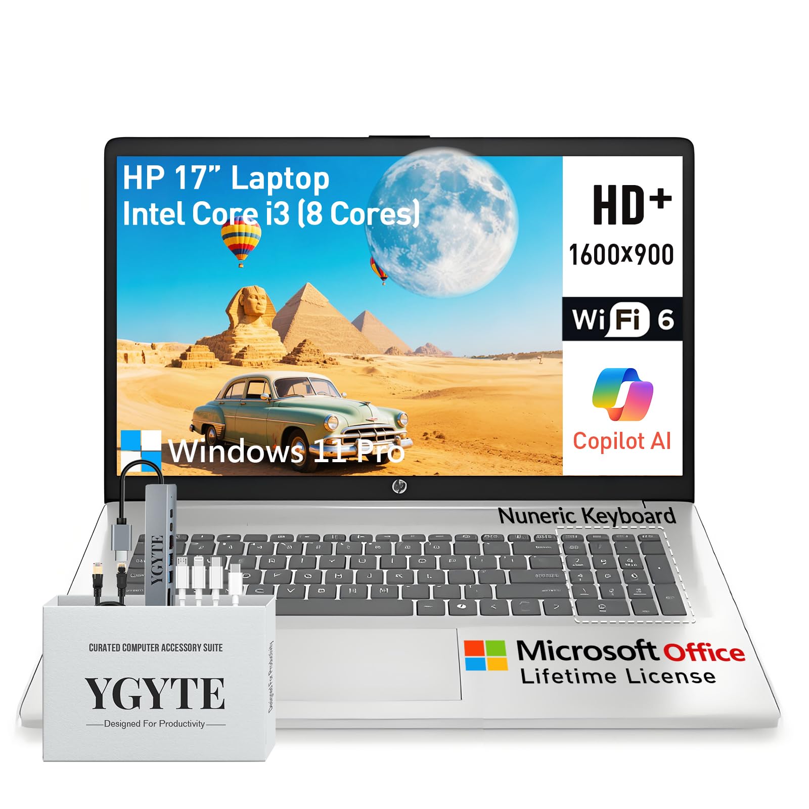 HP 2025 Laptops 17 Inch, 17.3" Laptop Computer, HD+ Large Screen, Intel Core i3 (8-Cores), 32GB RAM 1TB SSD, Windows 11 Pro, Lifetime Office, Number Pad, Wi-Fi 6, USB-C