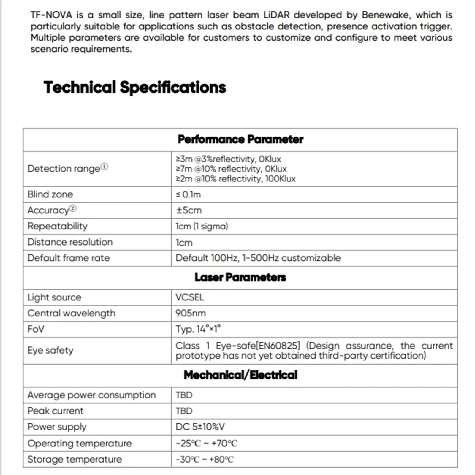 youyeetoo TF-NOVA Lidar Sensor - 0.1~7 Meter, 100Hz, 5g,100Klux, Kleines lineares Punktlaserradar, 5V UART IIC I/O Schnittstelle