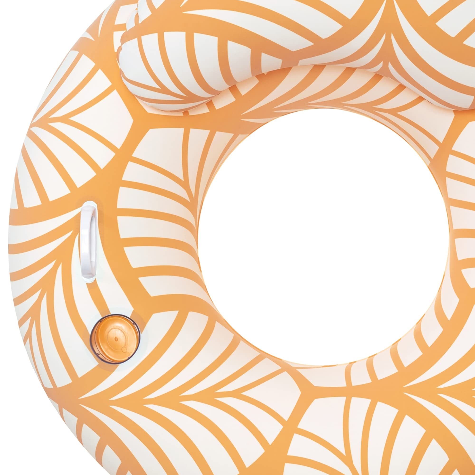 H2OGo! - Tubo da nuoto in peluche, 118,1 x 116,8 cm, colore: giallo e bianco, galleggiante gonfiabile per acqua, portabicchieri integrato, cuscino comodo, valvola a 2 vie, facile da gonfiare e