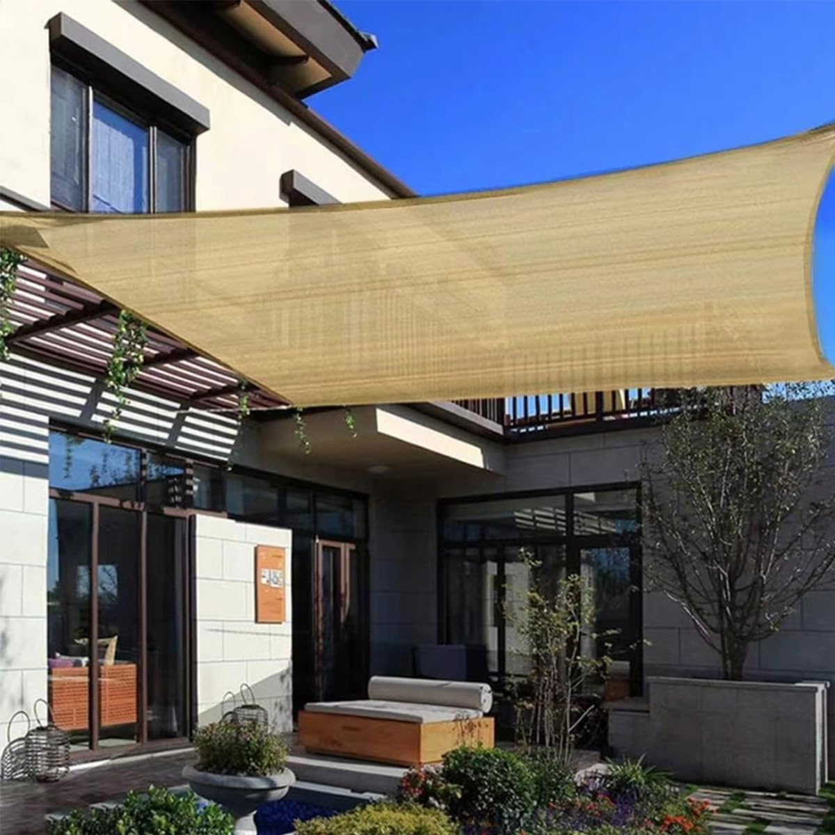 Telo esterno con occhielli, copertura in rete per giardino, patio, serra, protezione UV, varie misure (6 x 6 m, 1 x 2 m, 3 x, 4 x 5 m, 2 x 8 m, 1 x 6 m, 6 x 9 m, 4 x 8 m)