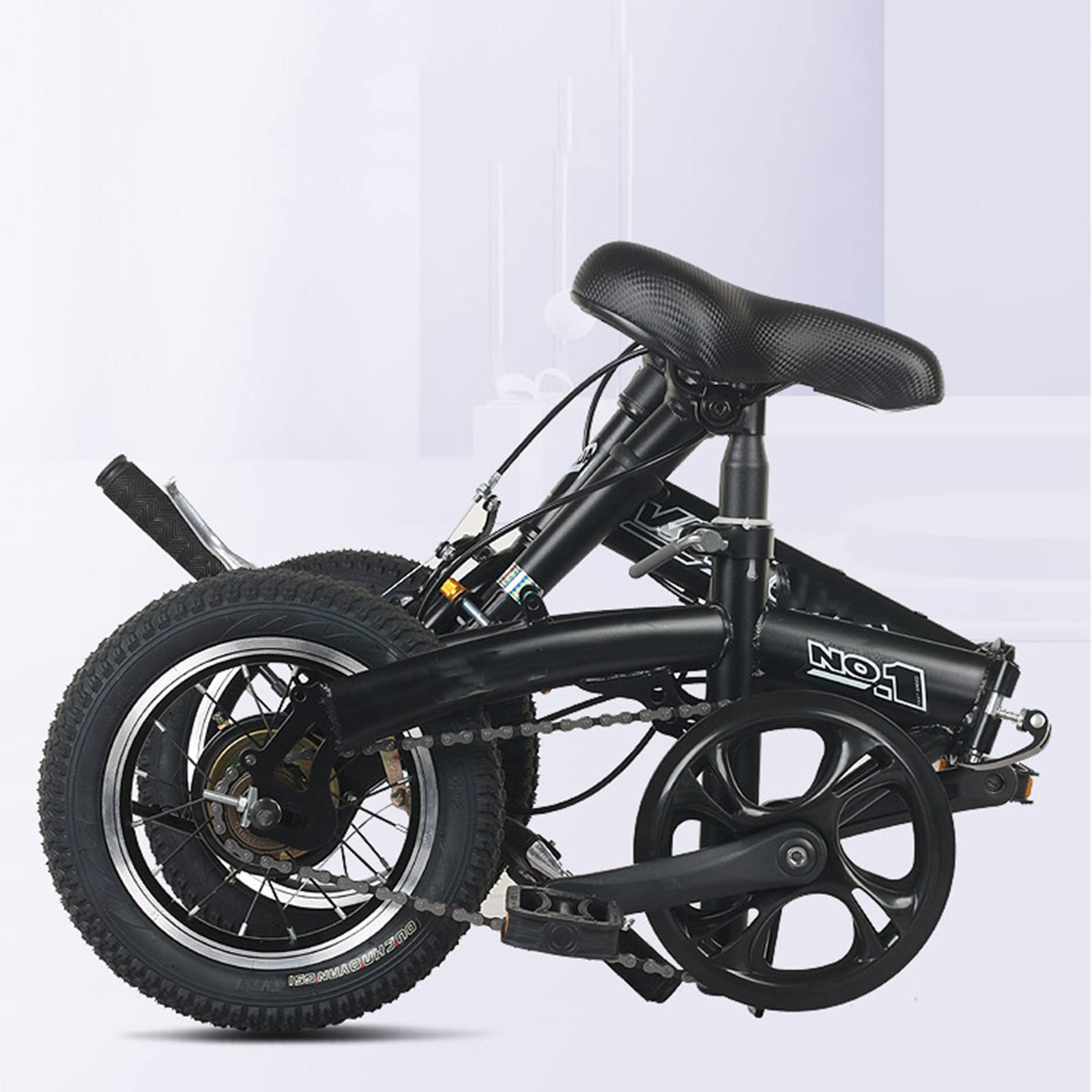Vélo Pliant 12 Pouces Pour Enfants/Ados - Freins à Disque, Cadre Lumineux, Hauteur 110-160cm (Blanc)