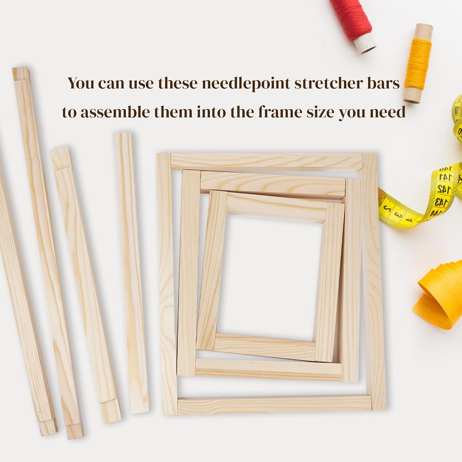 20pcs Needlepoint Stretcher Bars with Thumb Tack, 10 Sizes Wooden Canvas Stretcher Bars, Needlepoint Embroidery Stitch Frame Set, Needlepoint Frame, the Ideal Gift for Embroidery Enthusiasts