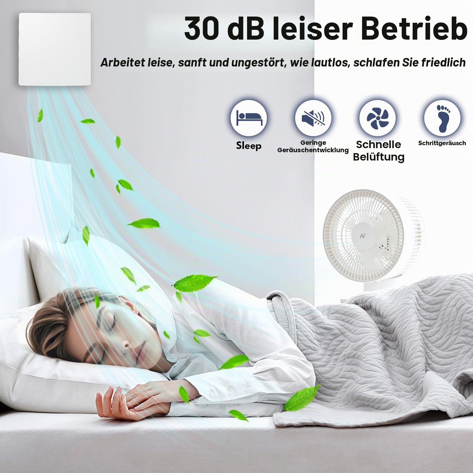 Abluftventilator 100 mm, VMC Badezimmer, 130 m³/h, Fernbedienung, 2 Richtungen, 3 Geschwindigkeitsstufen, leistungsstarke Belüftung, für Badezimmer, Küche, WC, Garage