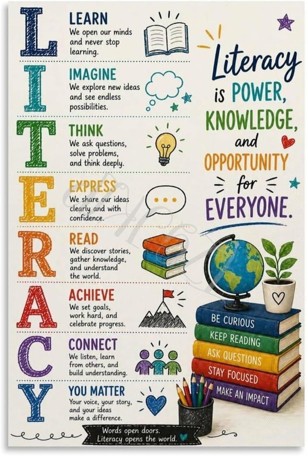 FNYUVNFAF ELA Classroom Poster School Library Wall-Art Canvas Print Literature Literacy Educational