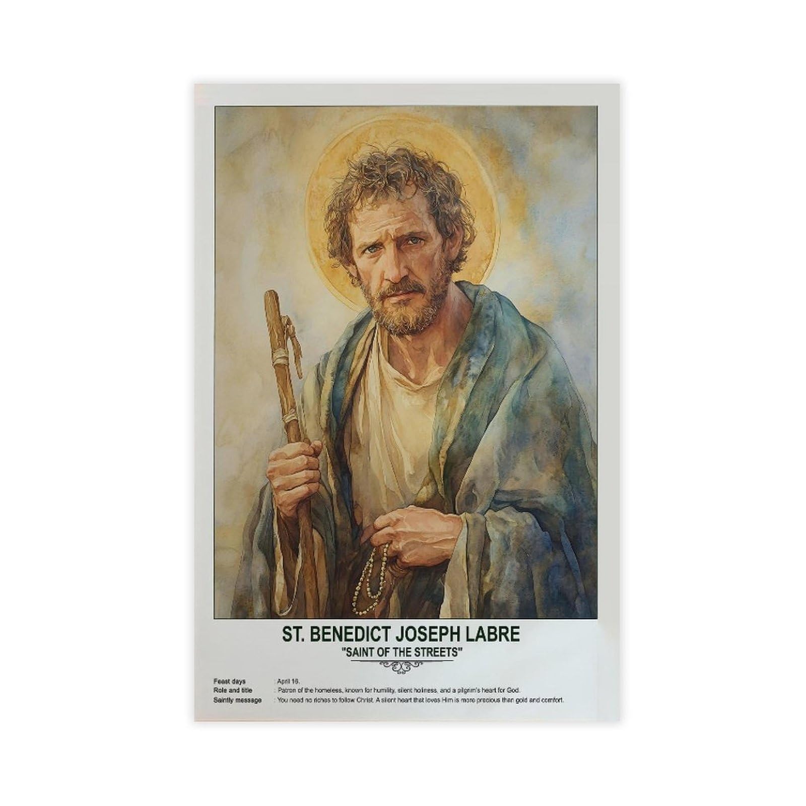 St. Benedict-Joseph Labre Poster | Religious Beliefs | Room Aesthetics | Canvas Wall Art Prints | Unframe 20x30inch