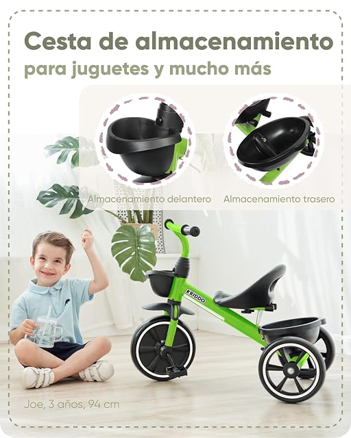 Foto 4 de 6 de KRIDDO Triciclo Infantil para Niños de 2 a 5 Años, Triciclo para Niños y Niñas con Diseño Antivuelco